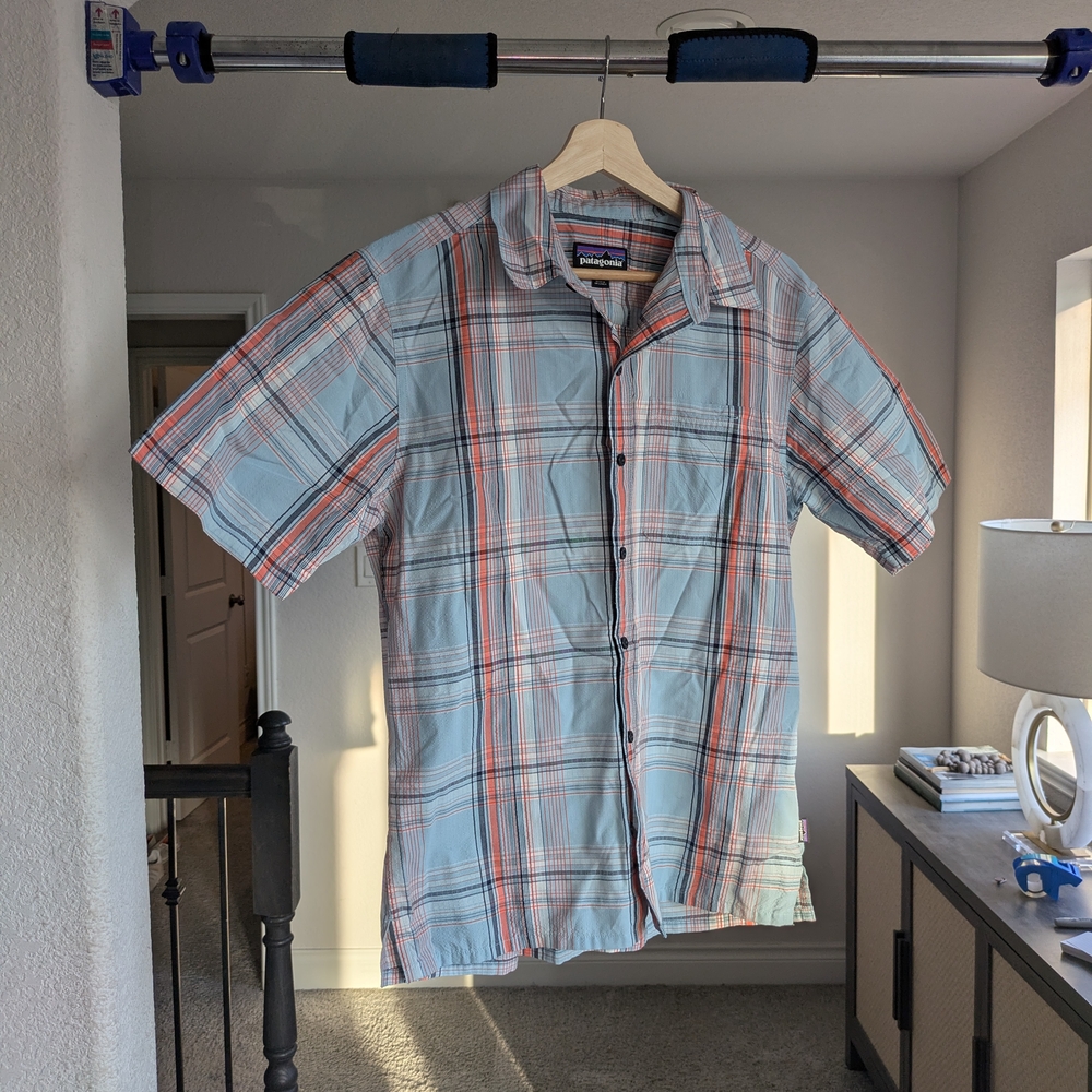 Patagonia Men's Plaid Shirt - Blue and Red